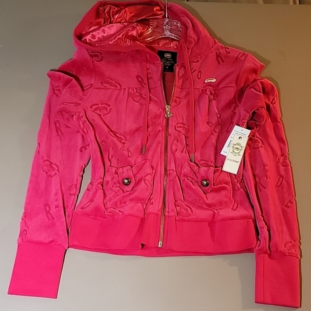 New Red Ecko Red Velor Hoody and sheer Logo design